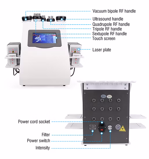 Equipamento de Beleza por Atacado 6 em 1 40K Perda de Peso Cavitação Ultrassônica Laser Lipoaspiração Máquina de Emagrecimento Corporal